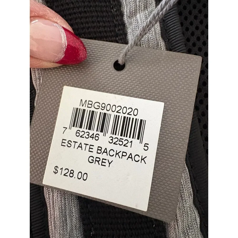 NWT Fossil Gray Estate Backpack RFID Protection Zip Pouch Minimalist Tech Style